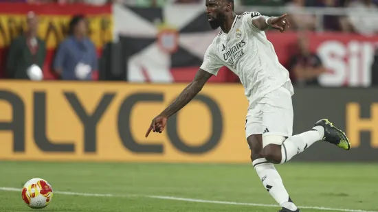 FC Barcelona, Barca Real Madrid CF. Copa del Rey. Final. Antonio Rudiger of Real Madrid during the Copa del Rey match, Final, between FC Barcelona and Real Madrid CF played at La Cartuja Stadium on April 26, 2025 in Sevilla, Spain. Copyright: xx AP_240428_BAR-RMA_707,Image: 993104970, License: Rights-managed, Restrictions:, Model Release: no