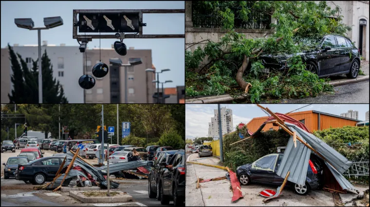 Potrgani semafori, uni&scaron;teni automobili, razru&scaron;eni krovovi: Ovo je Split nakon stravičnog nevremena