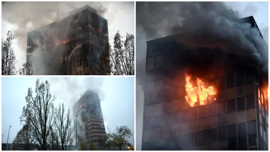 Vatra još gori, krhotine padaju, vatrogasci se bore: Vjesnik se pretvorio u pakleni toranj