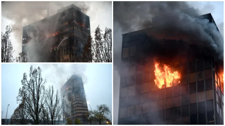 Vatra još gori, krhotine padaju, vatrogasci se bore: Vjesnik se pretvorio u pakleni toranj