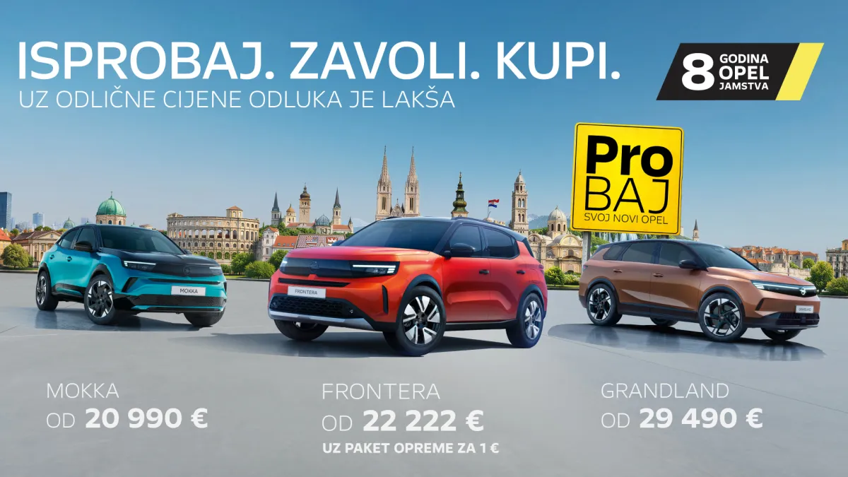 Uzbudljive testne vožnje, fantastične cijene, dodatne uštede uz Opel financiranje i 8 godina jamstva