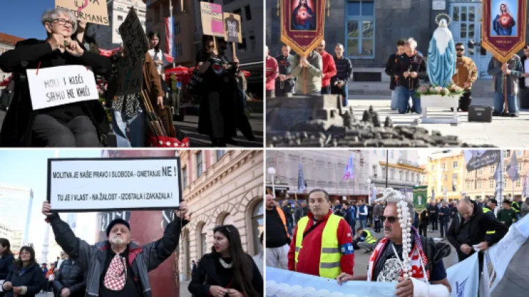 Molitelji na koljenima: Krunica s jedne strane, prosvjednici s druge, policija napravila kordon