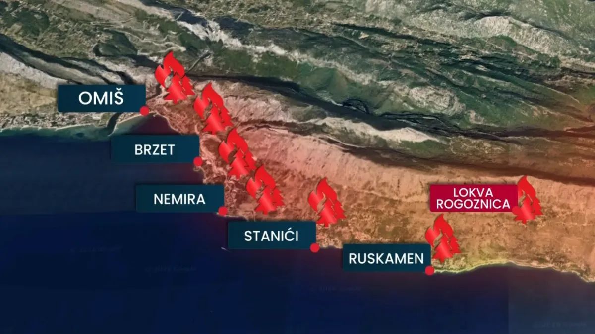 U dva sata stradao je skoro cijeli dio omiškog područja: Ovako se širila vatrena linija